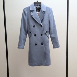 J. Crew Double-Breasted Dusty Blue Wool Pea Coat